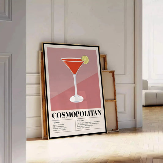 space stunning Cosmopolitan Cocktail poster rich black brown tones wall art perfect print modern decor unique gift stylish addition home style