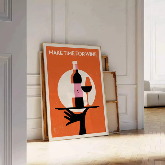 space chic Make Time Wine poster sophisticated black brown palette wall art perfect gift lovers touch elegance room Sizes A4 cm A0