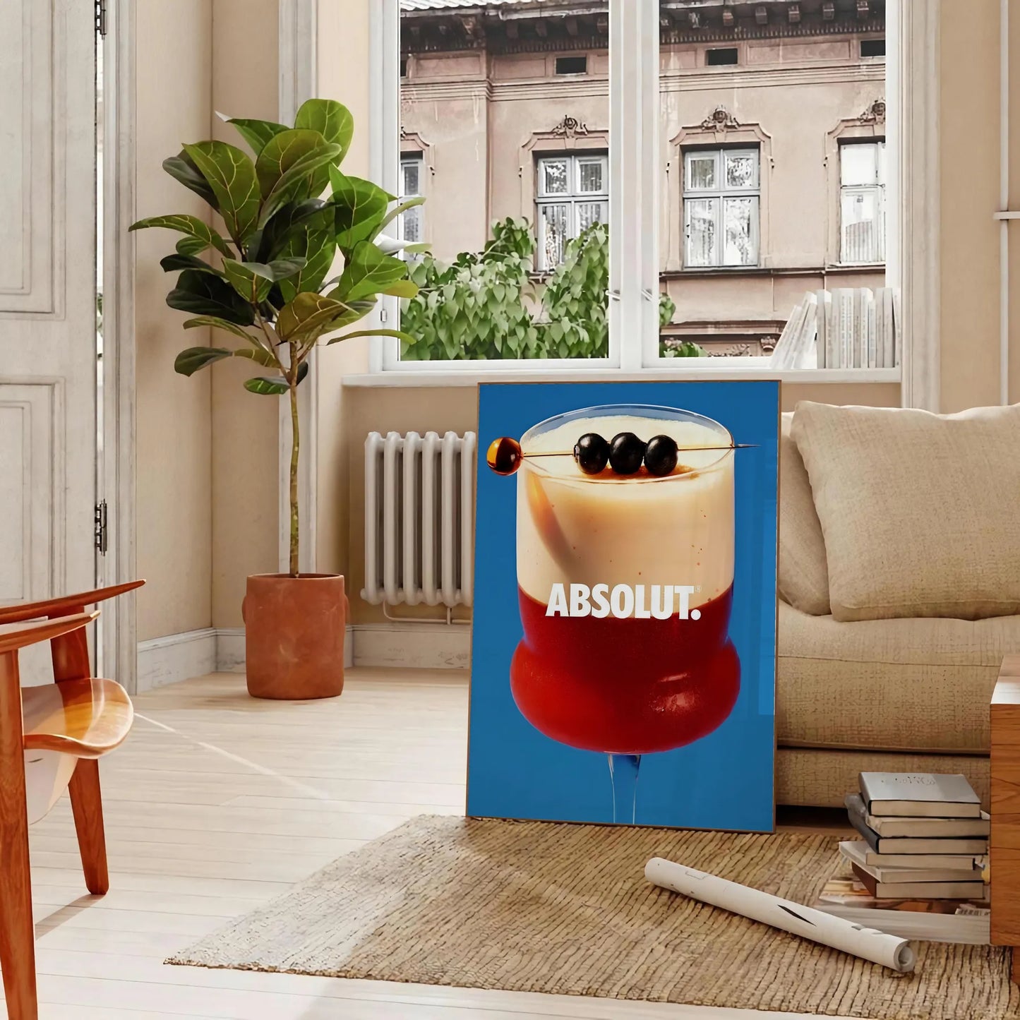 space vibrant Absolute Cocktail poster rich brown blue hues wall art unique gift print stylish touch room unframed formats