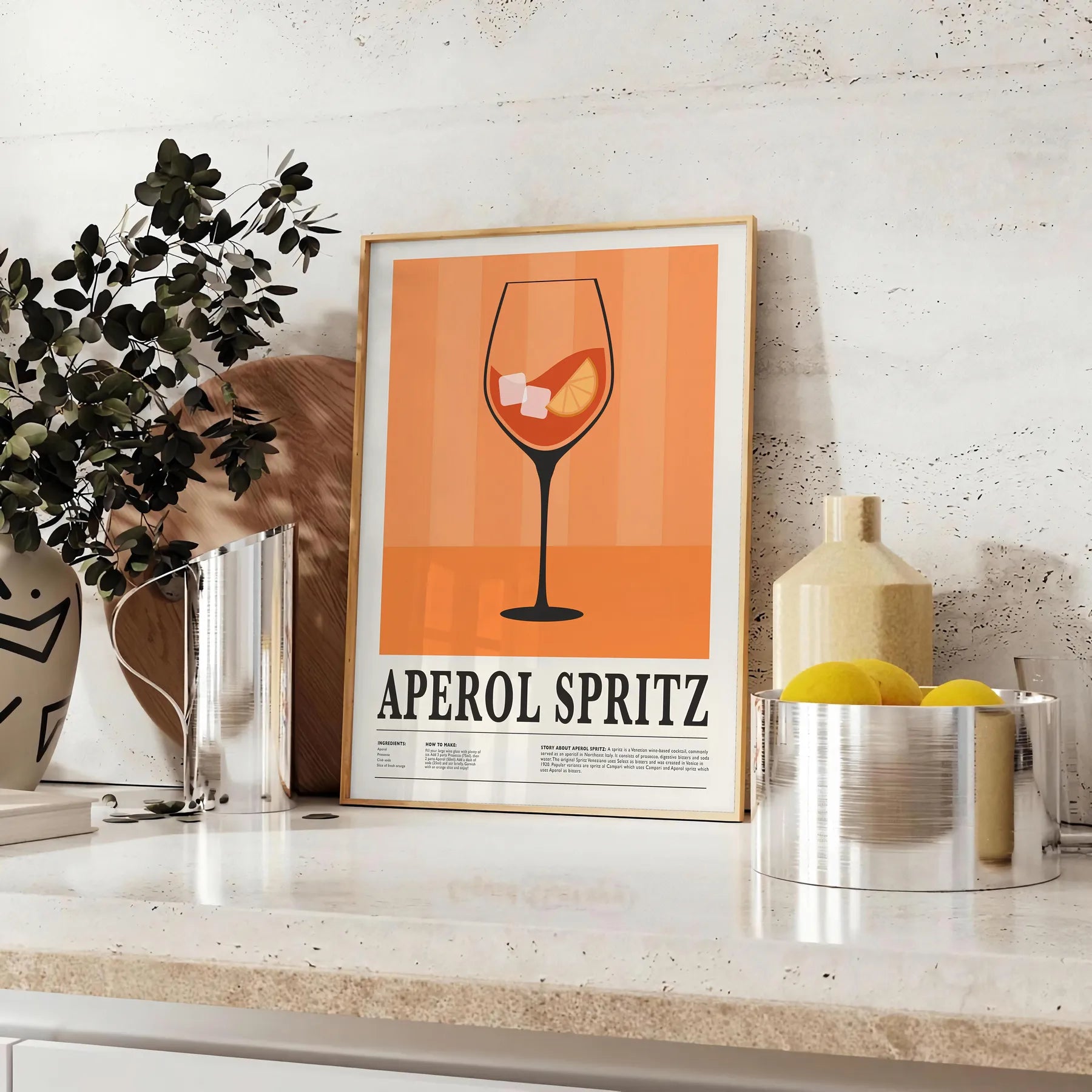 space vibrant Aperol Spritz cocktail poster orange black hues captivating wall art ideal gift stunning addition home decor sizes A4 cm A0