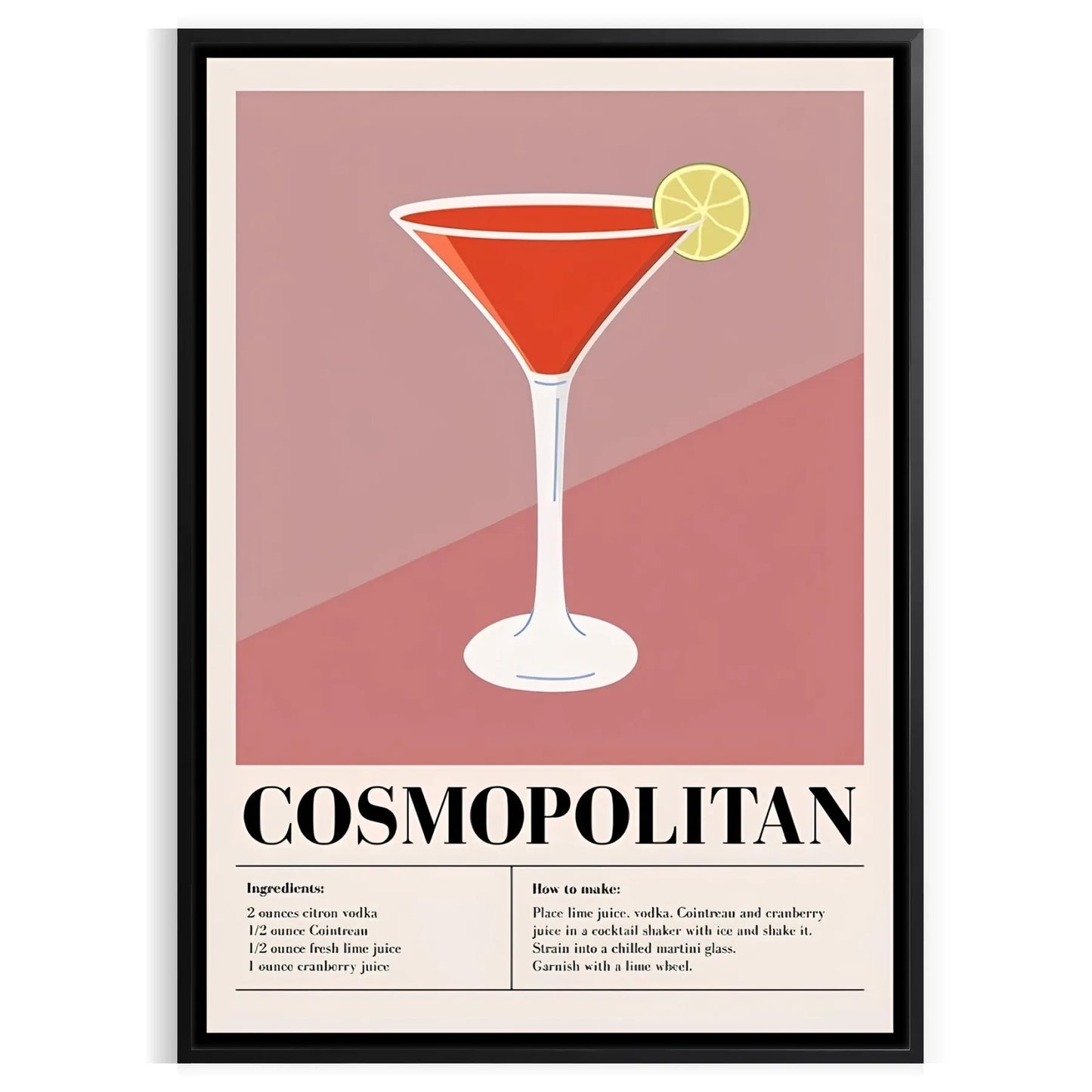 space stunning Cosmopolitan Cocktail poster rich black brown tones wall art perfect print modern decor unique gift stylish addition home style