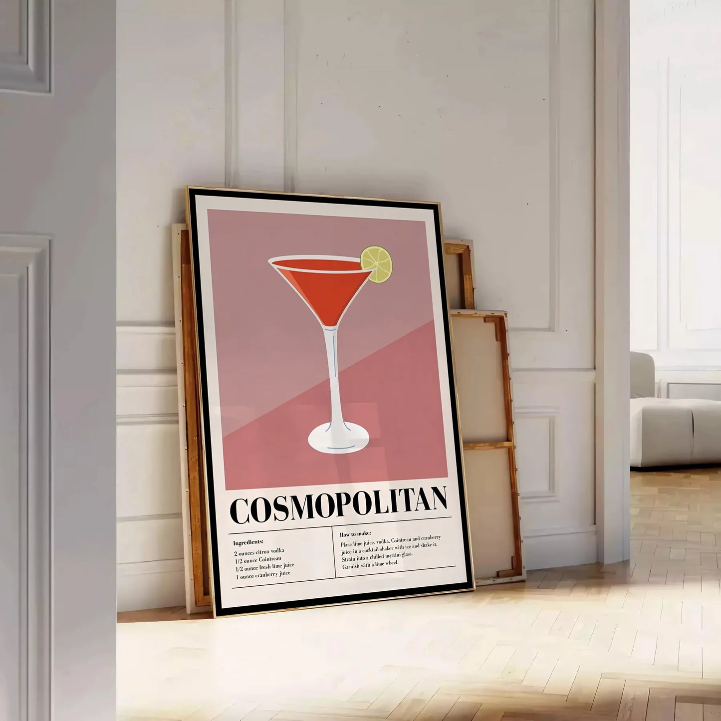 space stunning Cosmopolitan Cocktail poster rich black brown tones wall art perfect print modern decor unique gift stylish addition home style