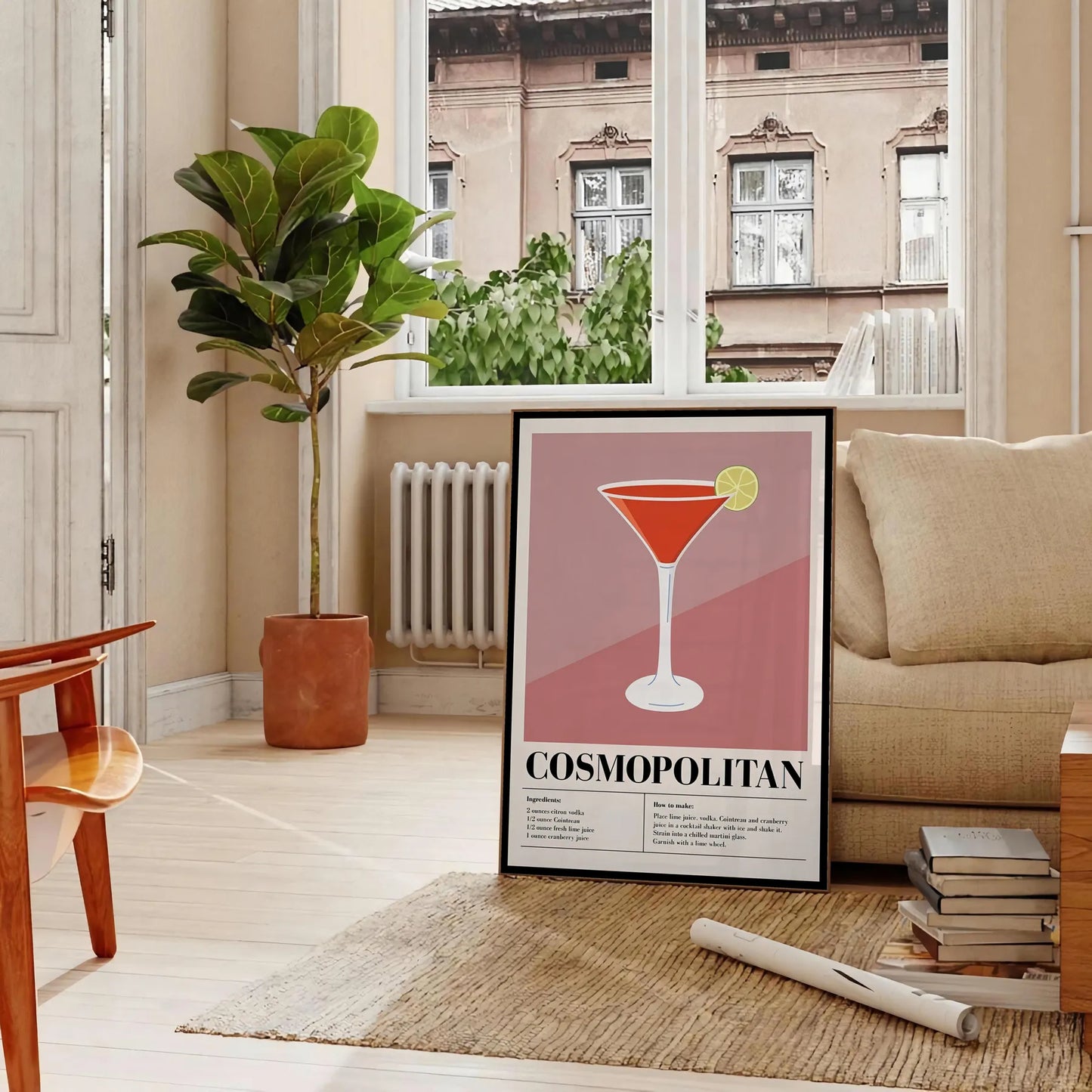 space stunning Cosmopolitan Cocktail poster rich black brown tones wall art perfect print modern decor unique gift stylish addition home style