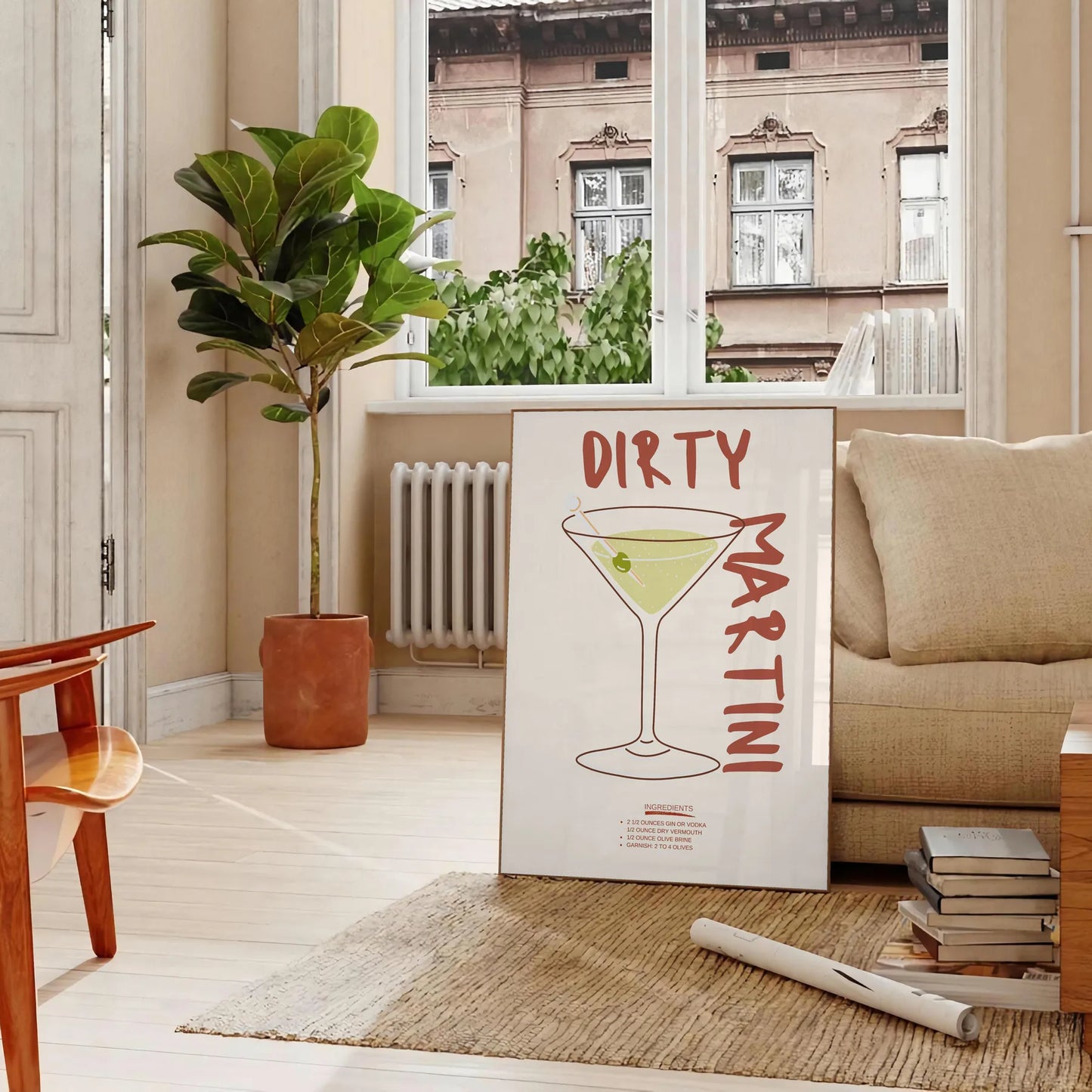 decor Dirty Martini Cocktail Poster chic blend white gray tones captivating wall art perfect lovers ideal gift space style sophistication standalone print