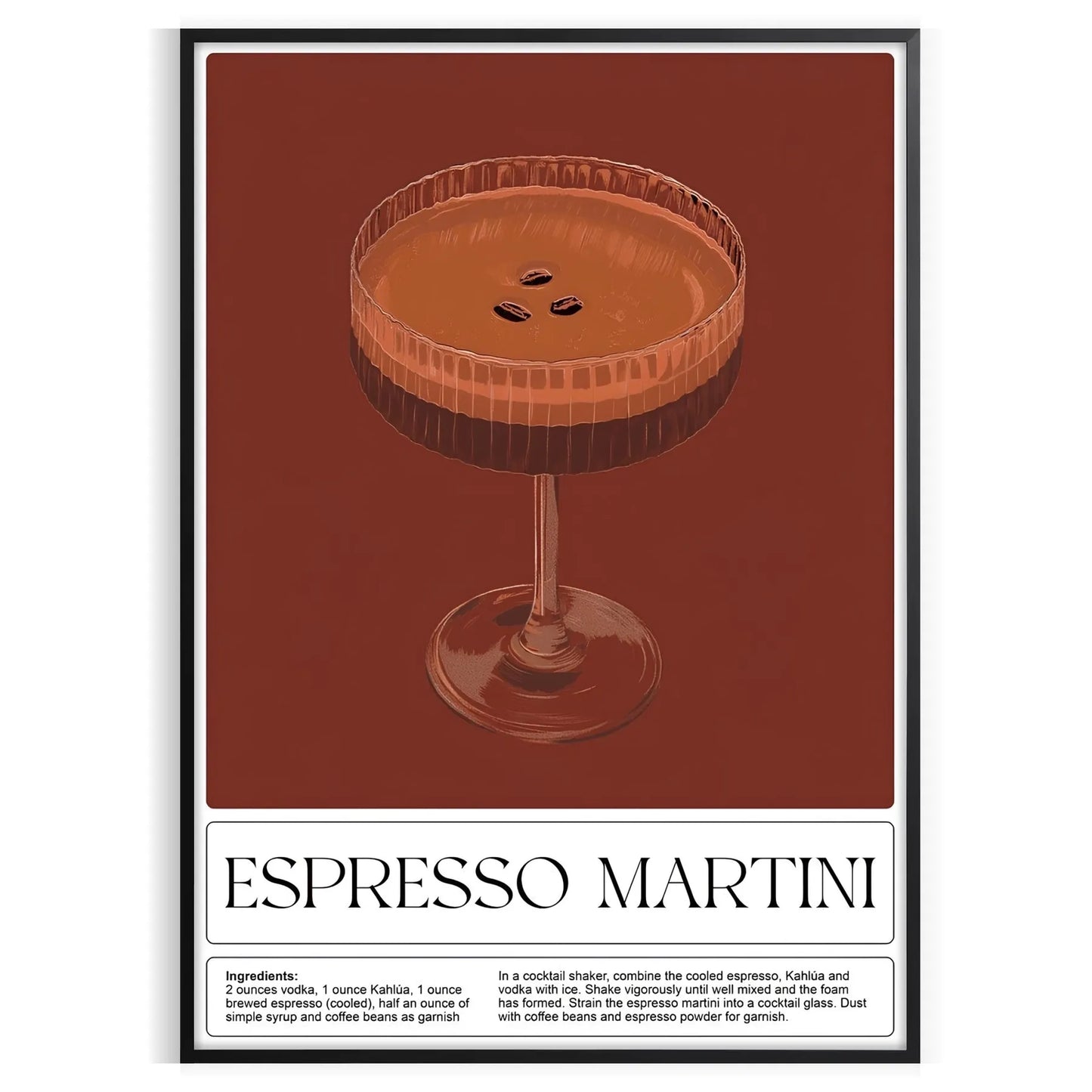 perfect blend flavor art Espresso Martini cocktail poster rich browns vibrant greens stunning wall ideal gift enthusiasts space