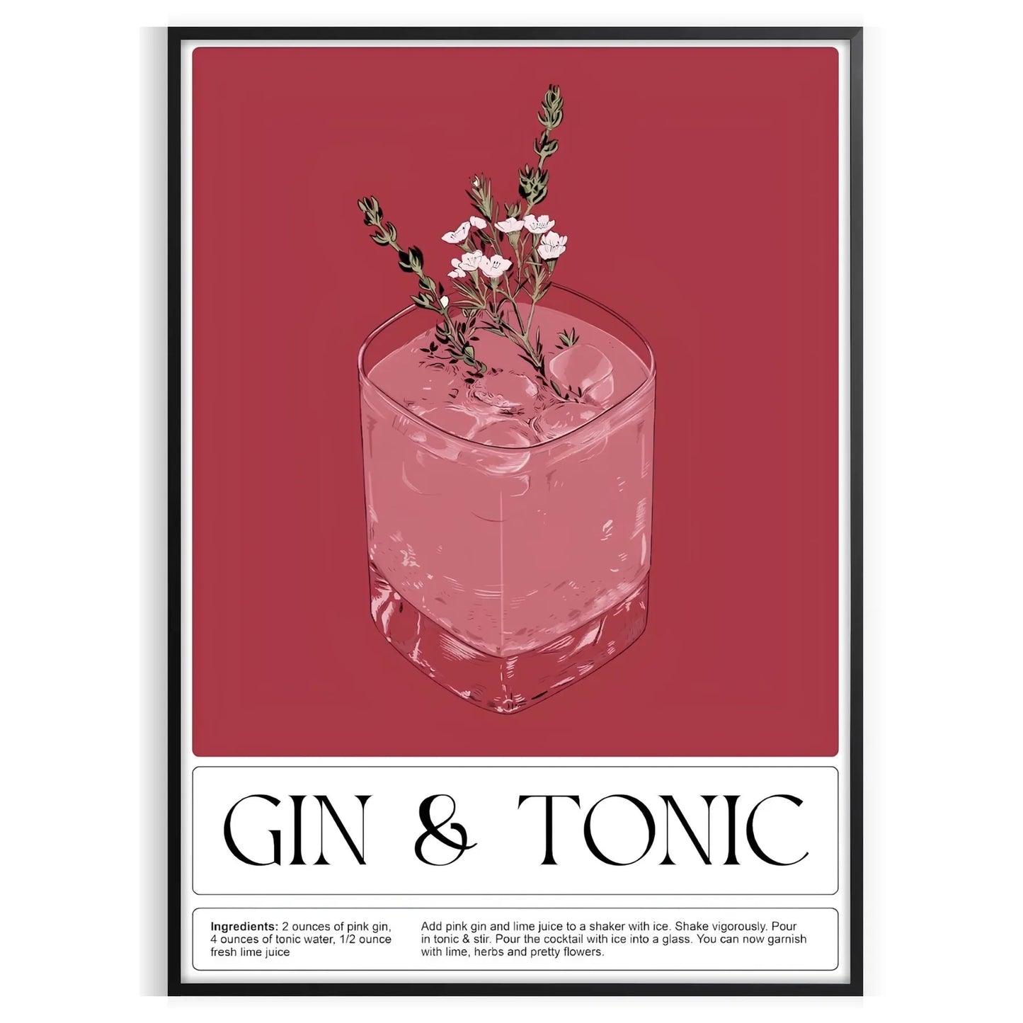 space captivating gin tonic cocktail poster rich black brown tones wall art thoughtful gift artwork style sophistication A4 cm A0 size today