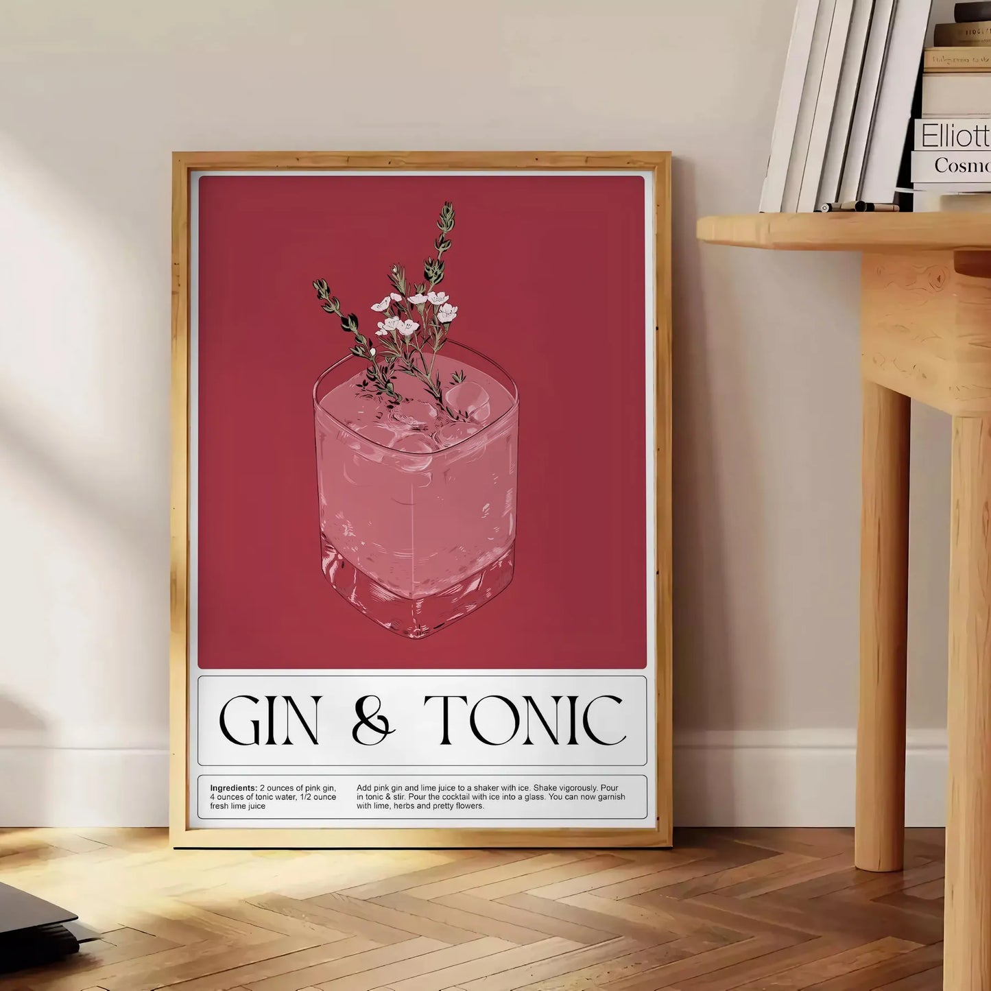 space captivating gin tonic cocktail poster rich black brown tones wall art thoughtful gift artwork style sophistication A4 cm A0 size today