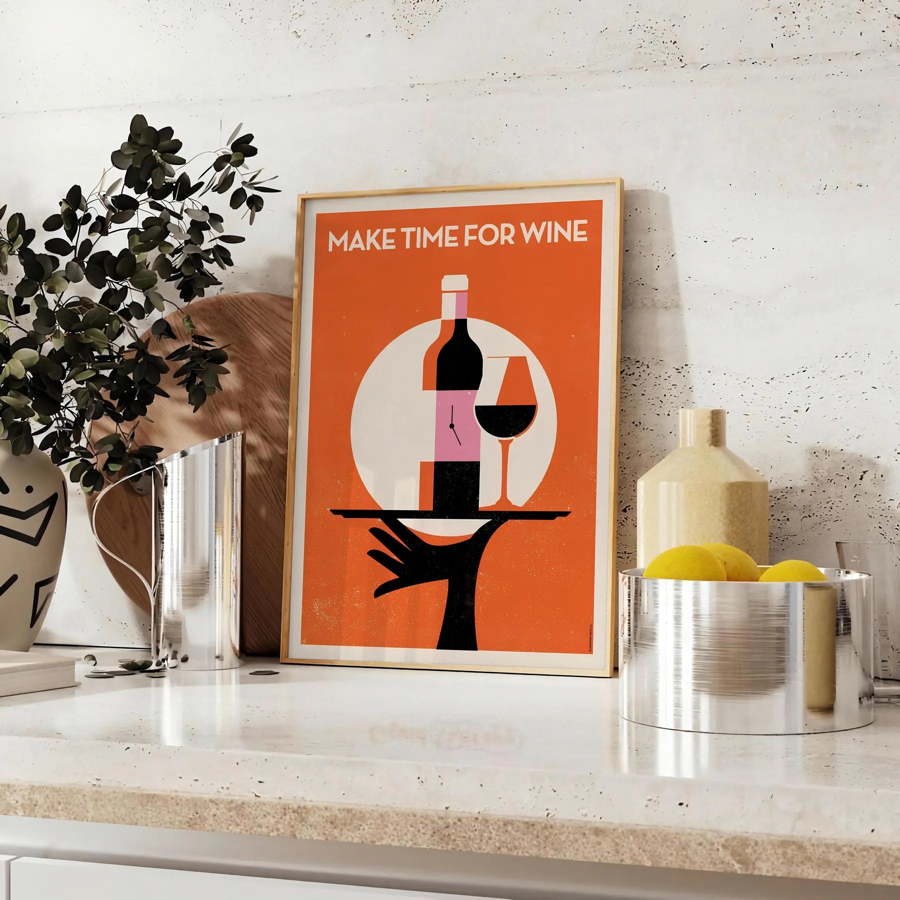 space chic Make Time Wine poster sophisticated black brown palette wall art perfect gift lovers touch elegance room Sizes A4 cm A0