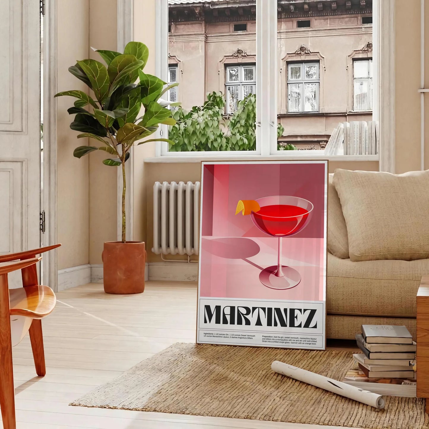 space Martinez Cocktail Poster sleek black brown design wall art unique gift print elegance decor sizes A4 cm A0 enthusiasts lovers