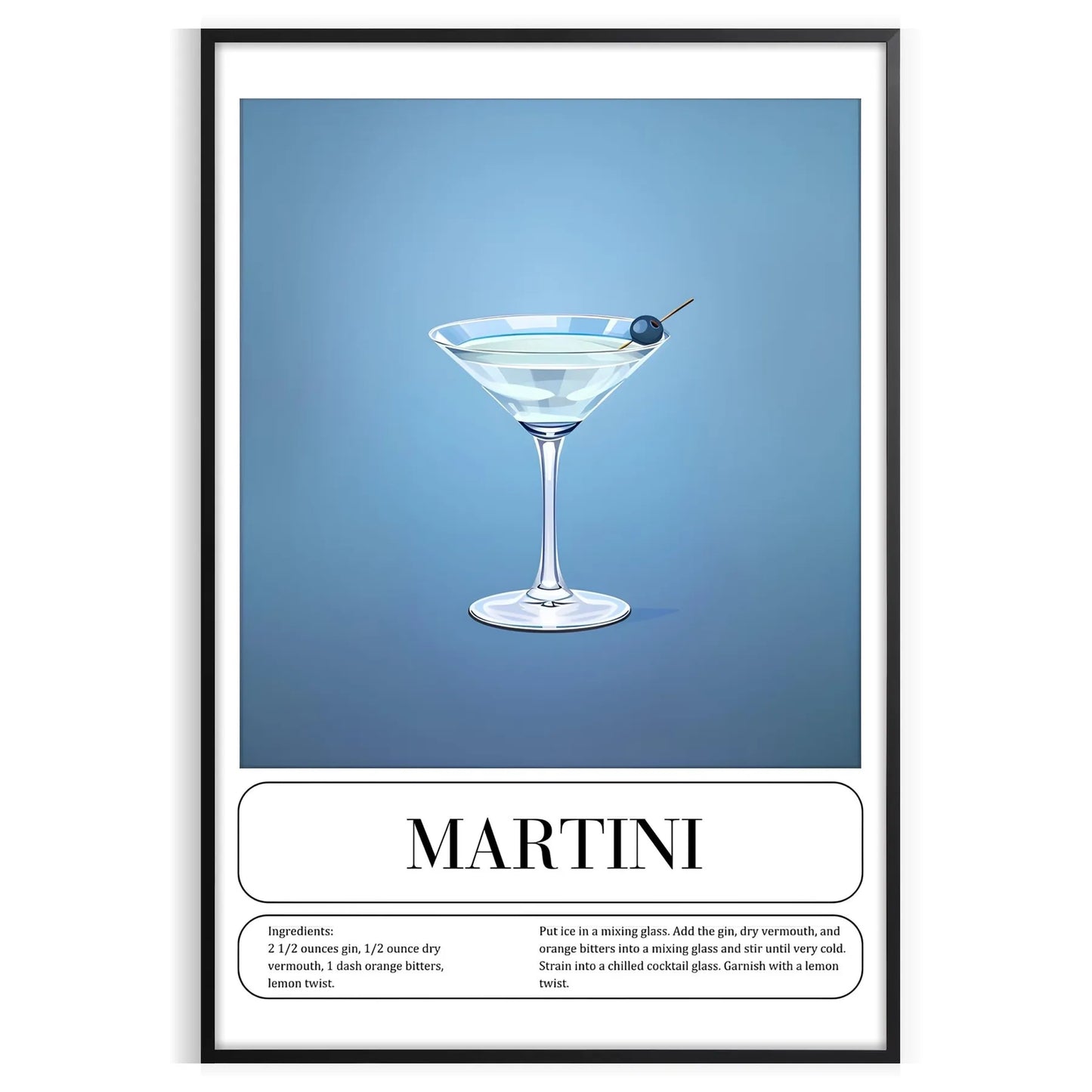 space striking Martini Cocktail poster sleek black vibrant green hues wall art unique gift artwork sophisticated touch room style