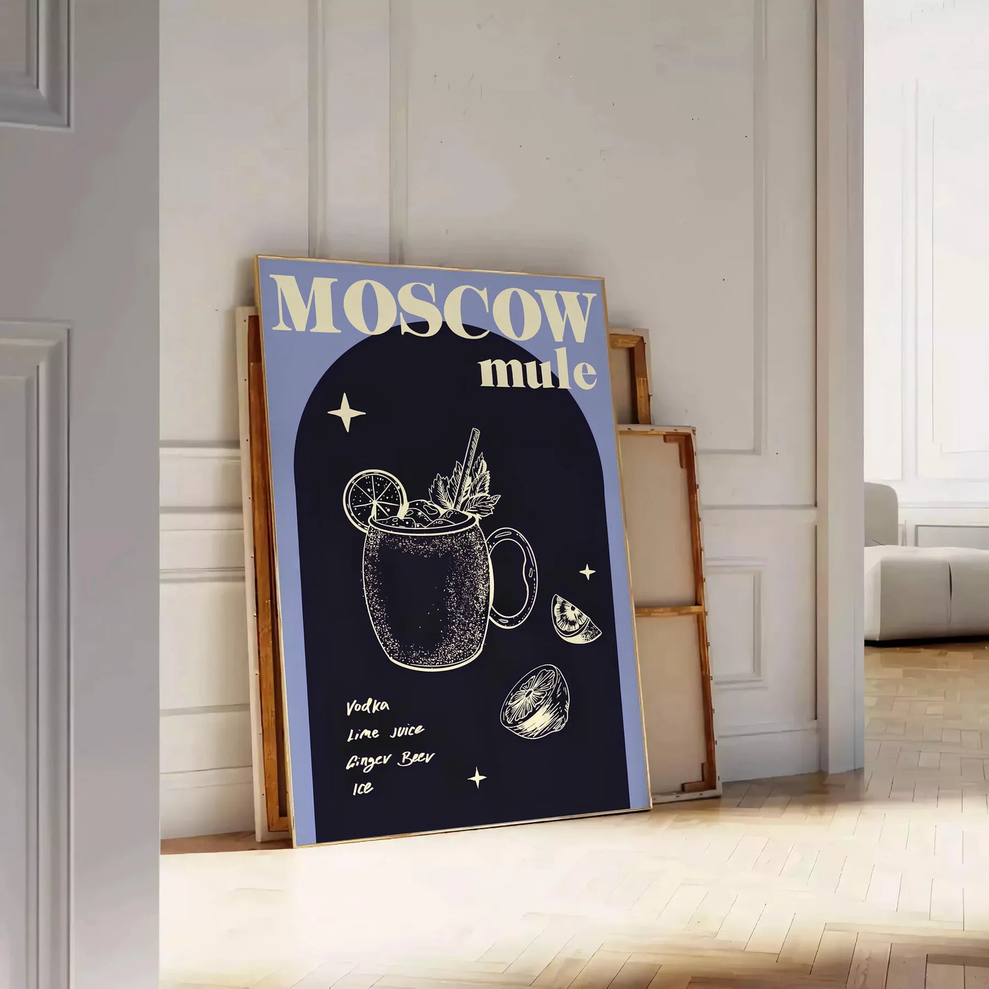 space striking Moscow Mule cocktail poster sleek black vibrant green design stylish wall art perfect enthusiasts unique gift various print sizes A4 cm A0